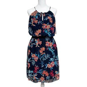 NWT Women Floral Spaghetti Strap Neck Tie Dress